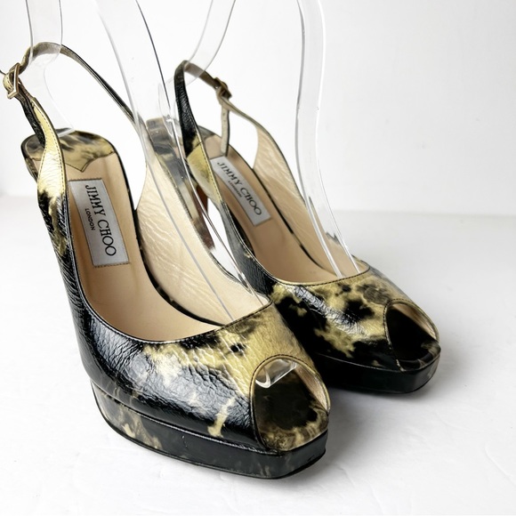 SZ 39 Jimmy Choo Peep Peep Toe Slingback Heels - Picture 10 of 10
